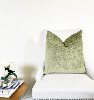 Olive Green Chenille Throw Pillow