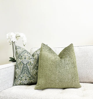 Olive Green Chenille Throw Pillow