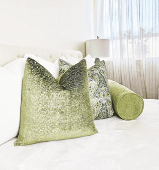 Olive Green Chenille Throw Pillow