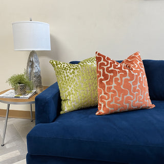 orange maze blue couch