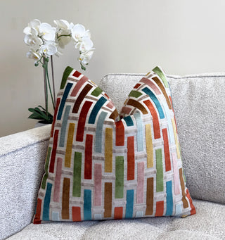 Linea Blush Geometric Velvet Throw Pillow
