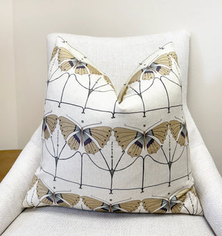 Beige Papillon Throw Pillow