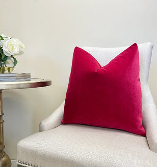 Raspberry Pink Solid Velvet Throw Pillow