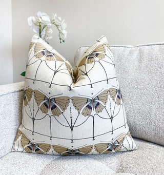 Beige Papillon Throw Pillow