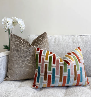 Linea Blush Geometric Velvet Throw Pillow