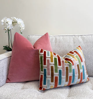 Linea Blush Geometric Velvet Throw Pillow