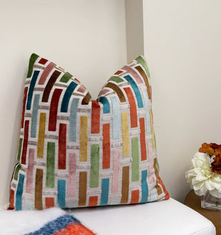 Linea Blush Geometric Velvet Throw Pillow