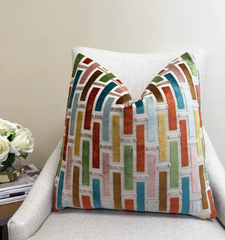 Linea Blush Geometric Velvet Throw Pillow