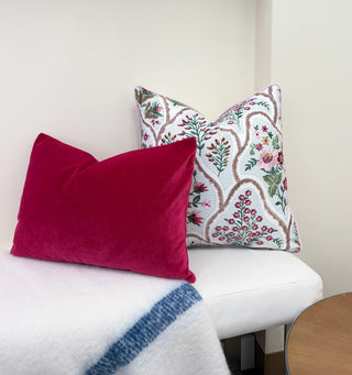 Fuchsia Bloom Embroidered Throw Pillow