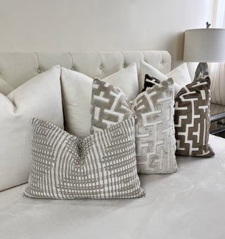 Myriad Pearl Graphic Velvet Throw Pillow