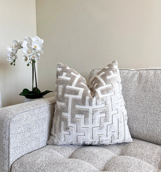 Myriad Pearl Graphic Velvet Throw Pillow