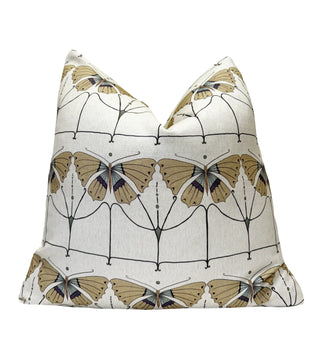 Beige Papillon Throw Pillow