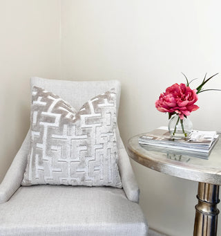 Myriad Pearl Graphic Velvet Throw Pillow