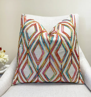Rainbow Diamond Chenille Throw Pillow
