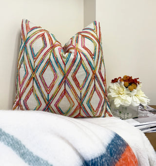 Rainbow Diamond Chenille Throw Pillow