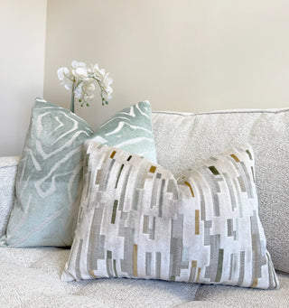 Sage Skyline Velvet Throw Pillow
