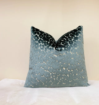 Sea Glass Leopard Velvet Throw Pillow