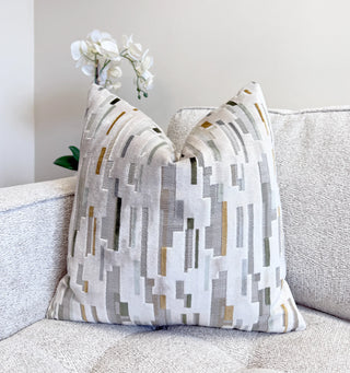 Sage Skyline Velvet Throw Pillow