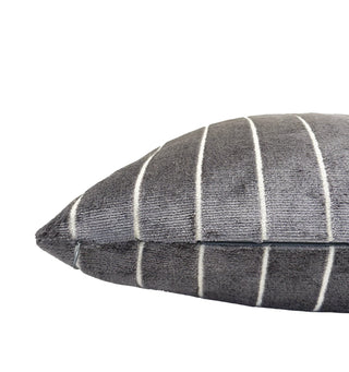Gray Stripe Velvet Throw Pillow