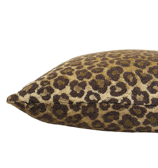 Brown Gold Leopard Velvet Throw Pillow