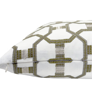 Olive Link Embroidered Throw Pillow
