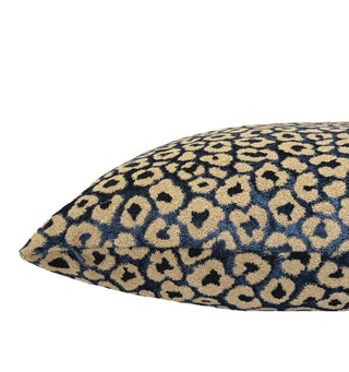 Blue Beige Leopard Velvet Throw Pillow