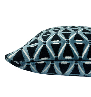 Blue Deco Velvet Throw Pillow