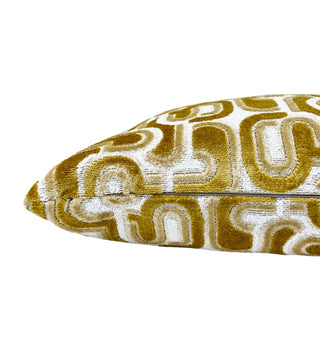 Gold Groove Velvet Throw Pillow