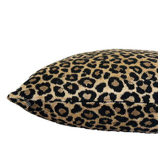 Black Gold Leopard Velvet Throw Pillow