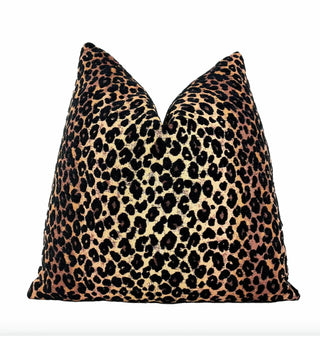 Safari Leopard Velvet Throw Pillow