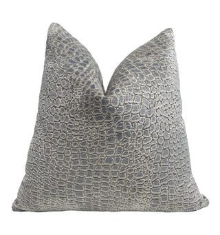 Steel Blue Pebbles Velvet Throw Pillow