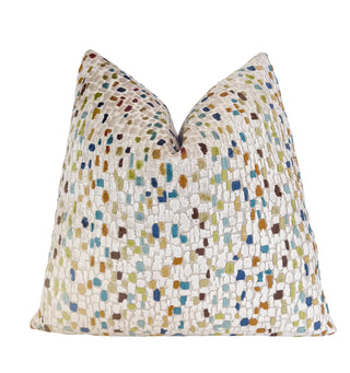 Sea Glass Mosaic Velvet Throw Pillow