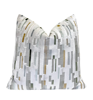 Sage Skyline Velvet Throw Pillow