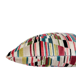 Pink Spectrum Velvet Stripe Throw Pillow