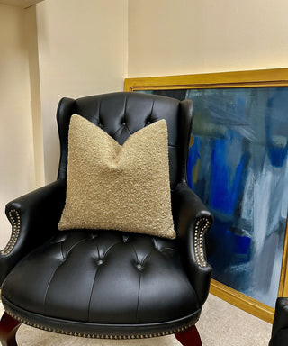 tan boucle black chair_