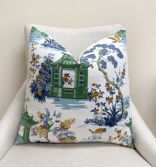 Blue Pagoda Throw Pillow