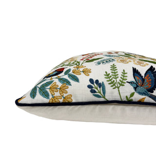 Vibrant Meadow Embroidered Throw Pillow