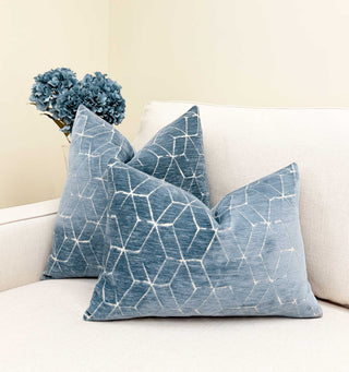 Blue Opal Velvet Throw Pillow