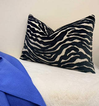 Black Zebra Velvet Throw Pillow