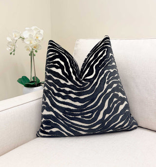 Black Zebra Velvet Throw Pillow