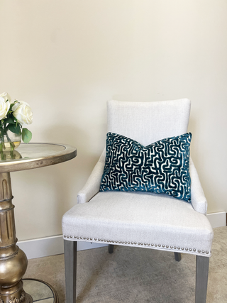 Teal Maze Velvet Throw Pillow