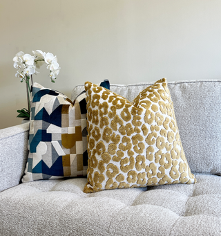 Gold Leopard Velvet Throw Pillow