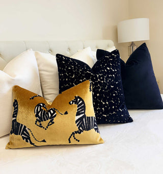 Honey Gold Zebra Velvet Throw Pillow