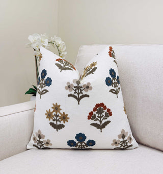 Sienna Embroidered Block Print Throw Pillow