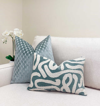 Aqua Mist Dot Velvet Throw Pillow