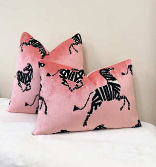 Watermelon Zebra Velvet Throw Pillow