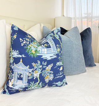 Electric Blue Pagoda Throw Pillow