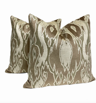 Taupe Tribal Velvet Throw Pillow