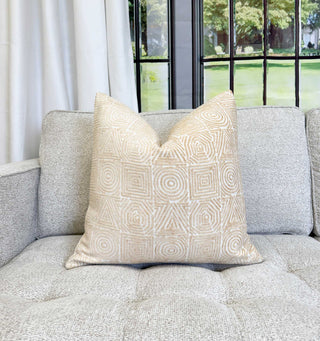 Wheat Aztec Chenille Throw Pillow