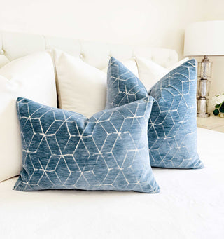 Blue Opal Velvet Throw Pillow